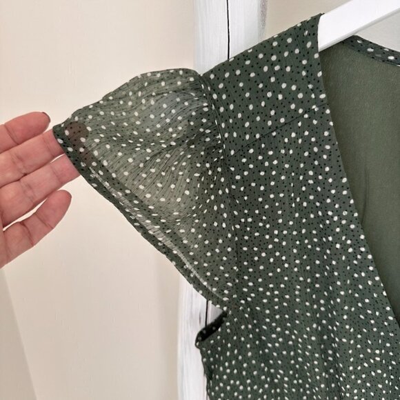 BP Smocked Waist Chiffon Mini Dress Green Sz XS - Picture 5 of 11